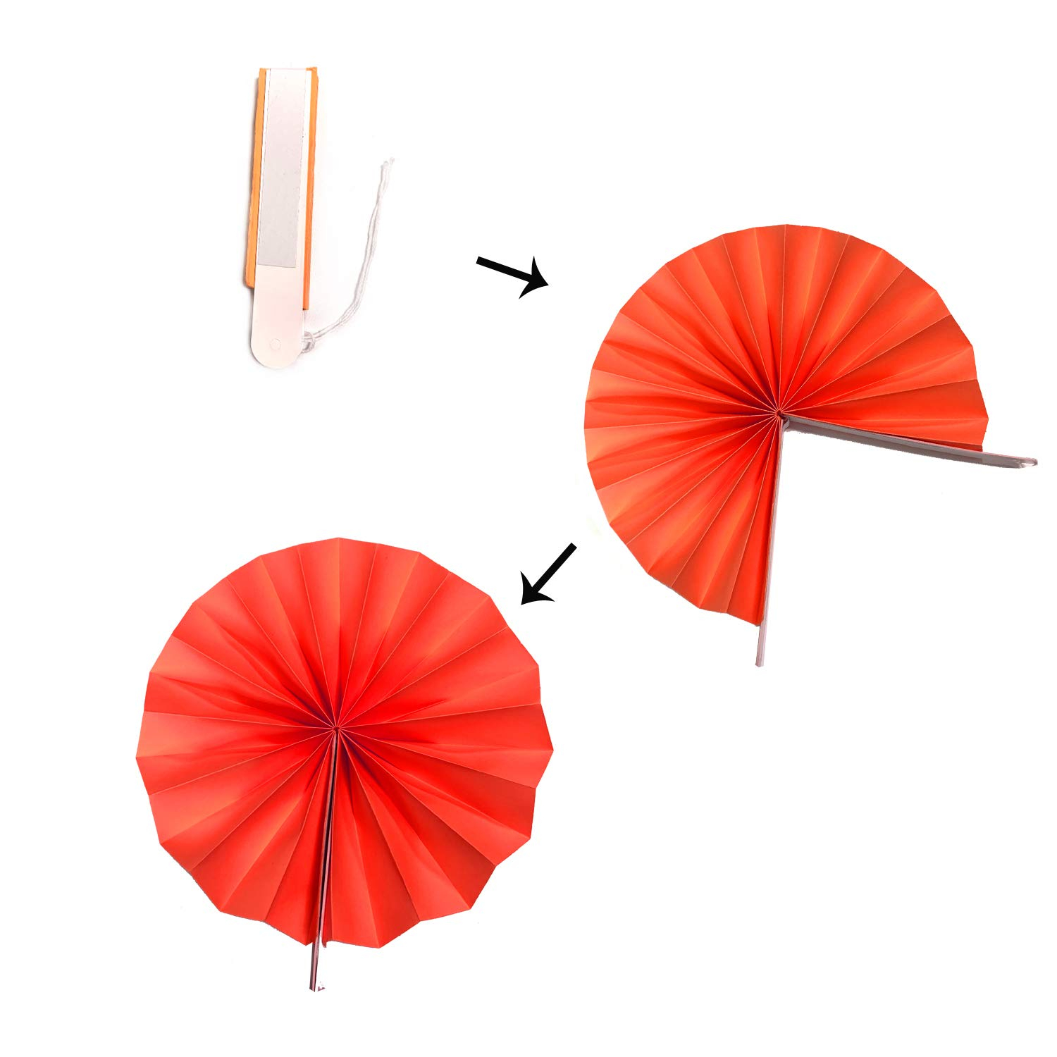 (20-tlg. Set) Papier Pompon's Deko Fächer Rosetten Party / Geburtstag / Hochzeit - Rot / Weiss
