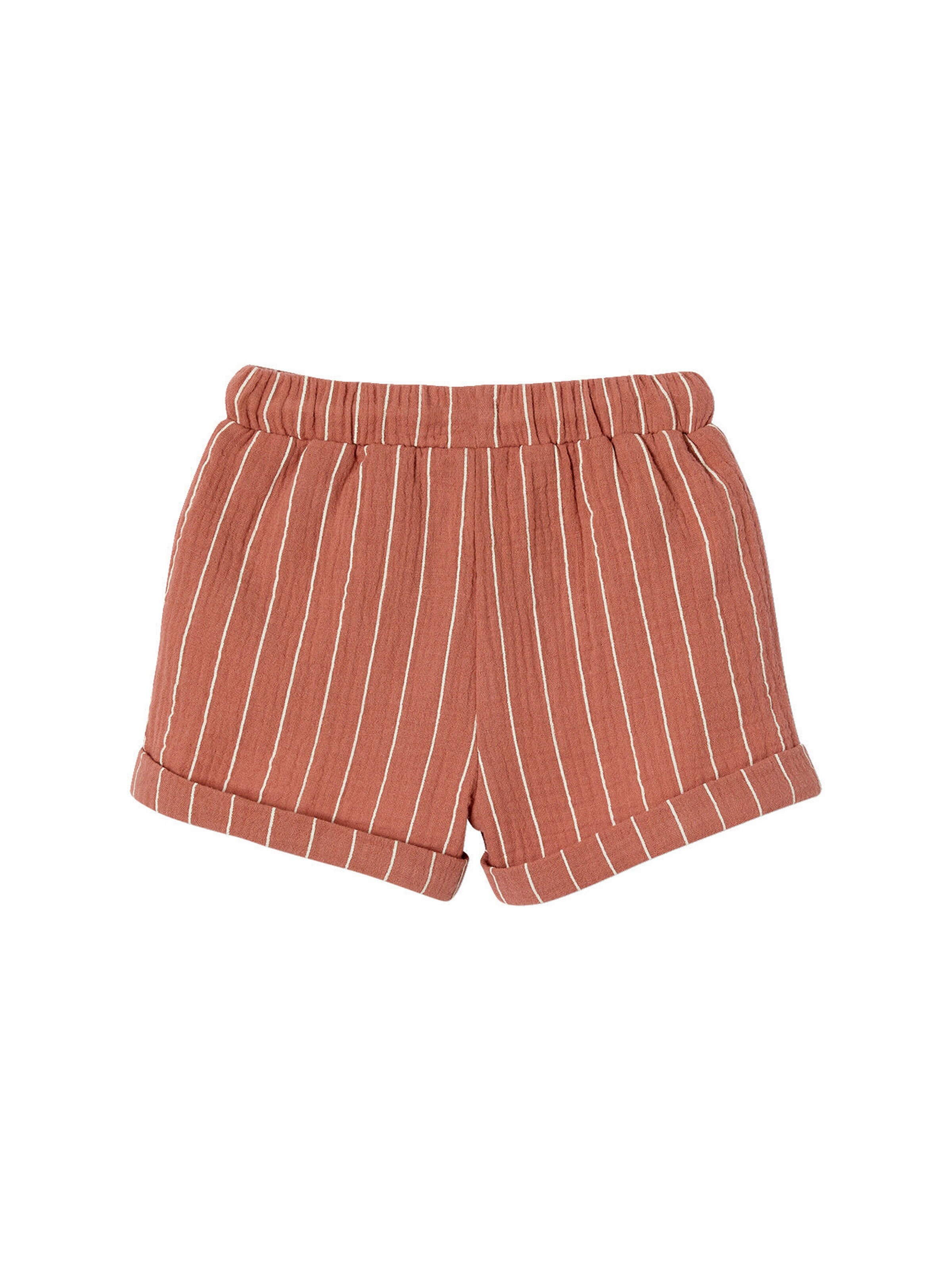 Vertbaudet Weiche Baby Musselin-Shorts mit Streifen terrakotta