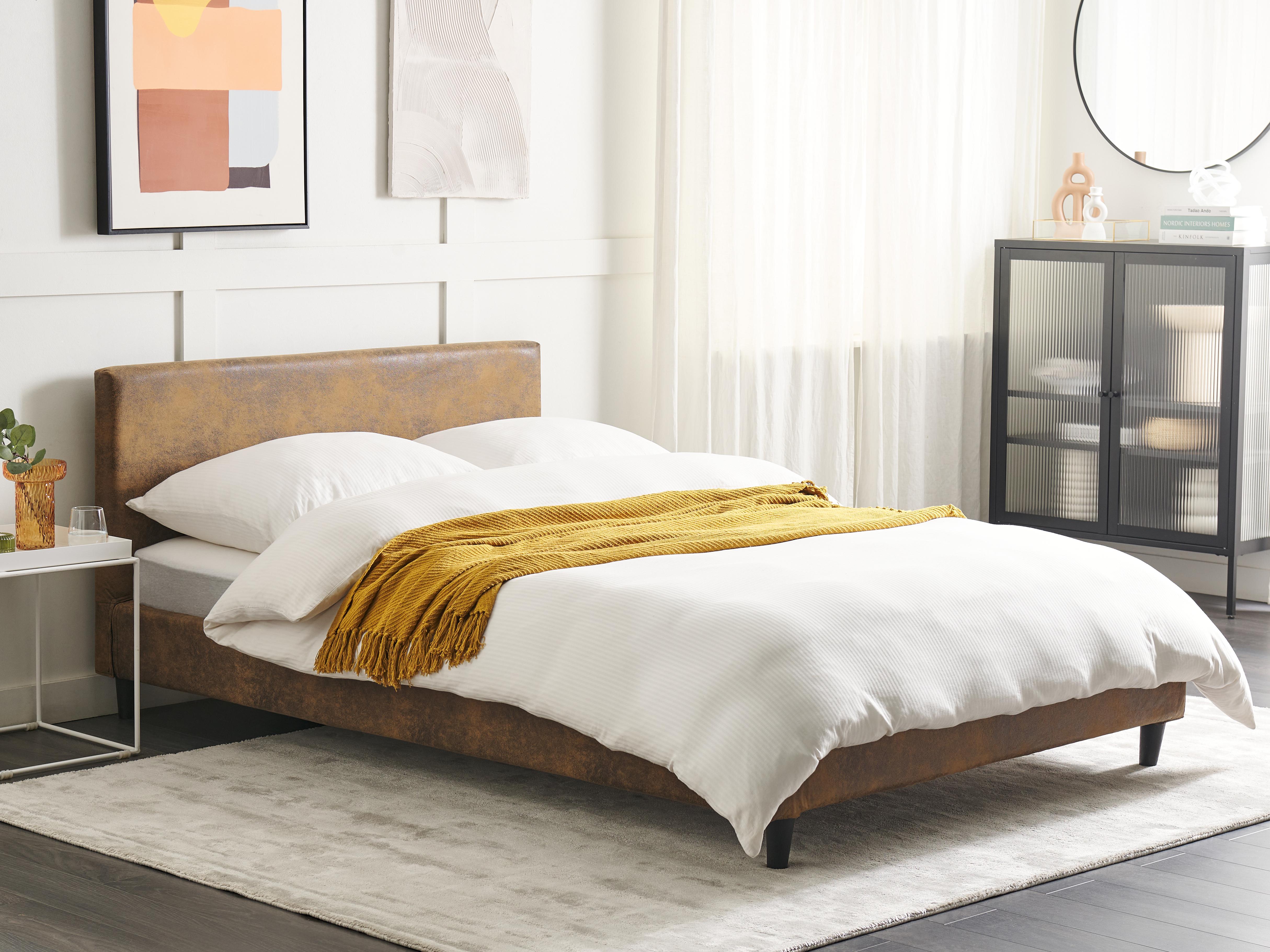 Bedframe hoes Kunstleer FITOU 140 x 200 cm Bruin