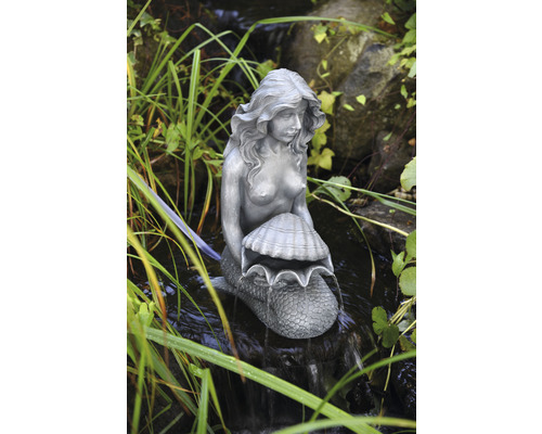 Vijverfiguur HEISSNER Zeemeermin met schelp 20 x 30 x 46 cm