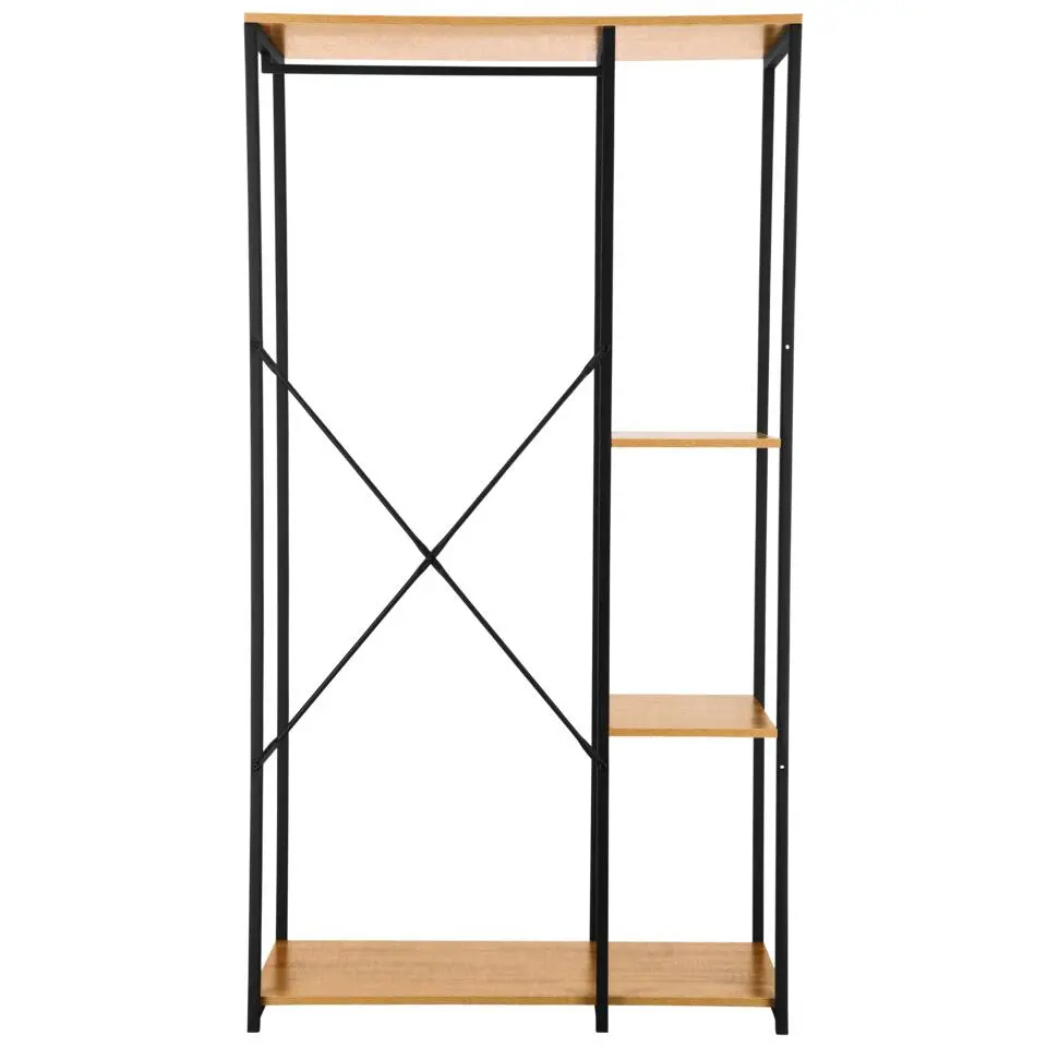 Kledingkast - Open Kast - 176x90x40 cm - MDF lichte Eik & Metaal