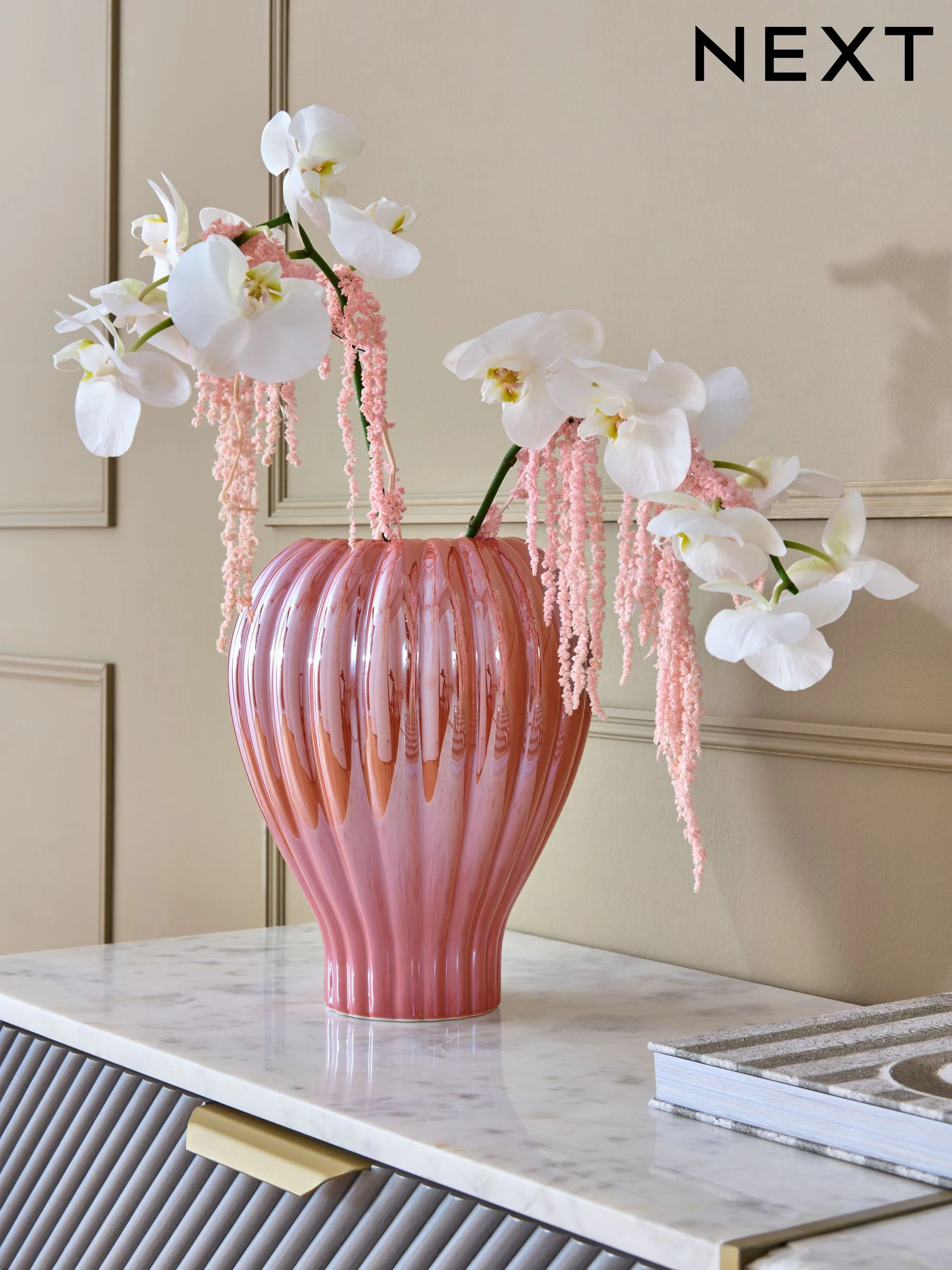 Lustre Ribbed Vase