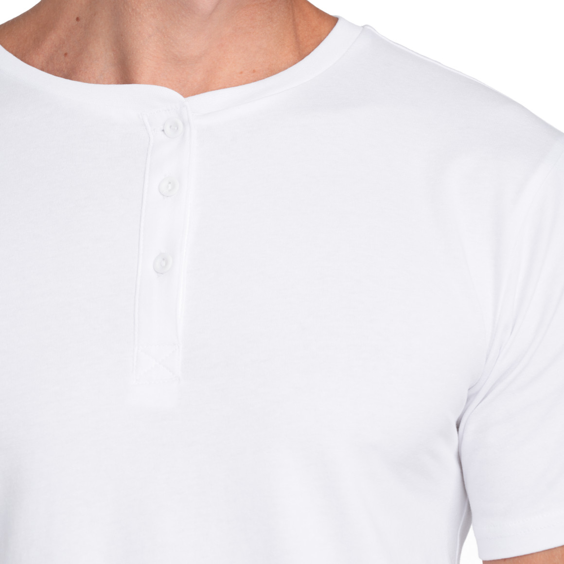 VanVaan Herren T-Shirt mit Serafino-Ausschnitt weiss