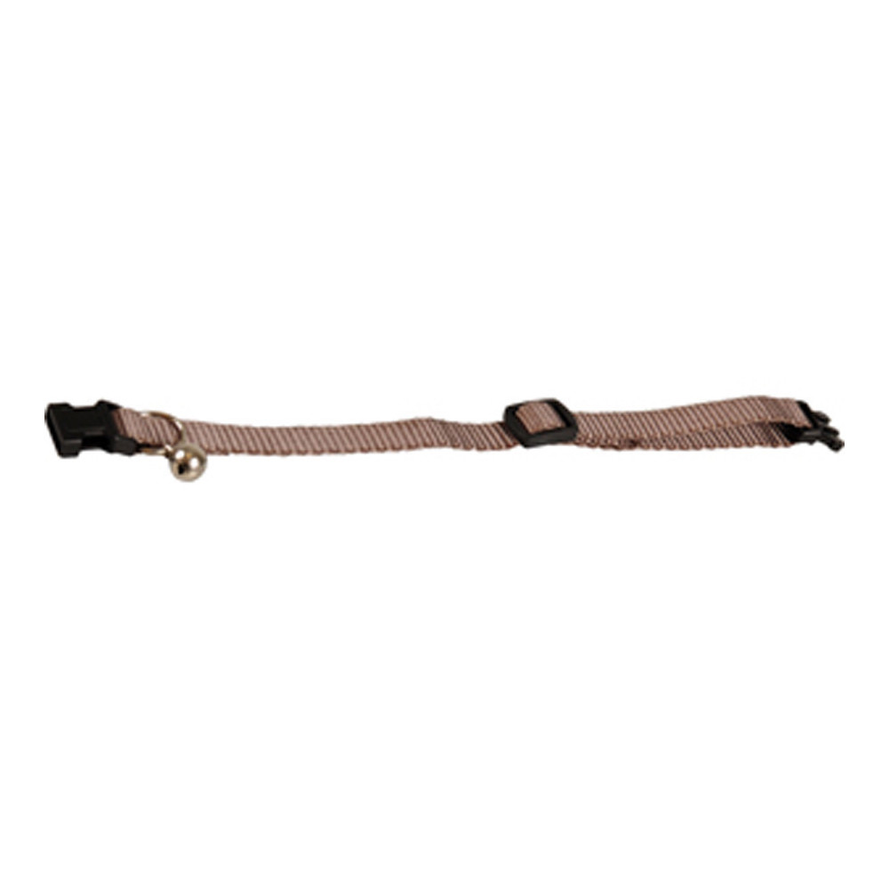 Collier réglable de 19 à 30 cm. Taupe avec clochette. Pour chat.