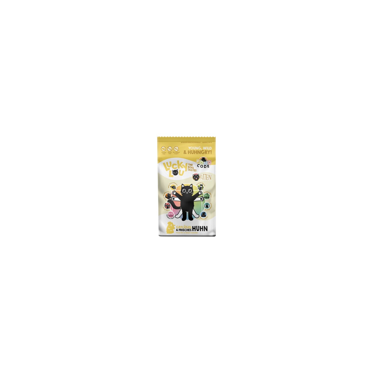 Lucky Lou Food Code Trockenfutter Katze, Kitten, Geflügel und Huhn 1,7 kg