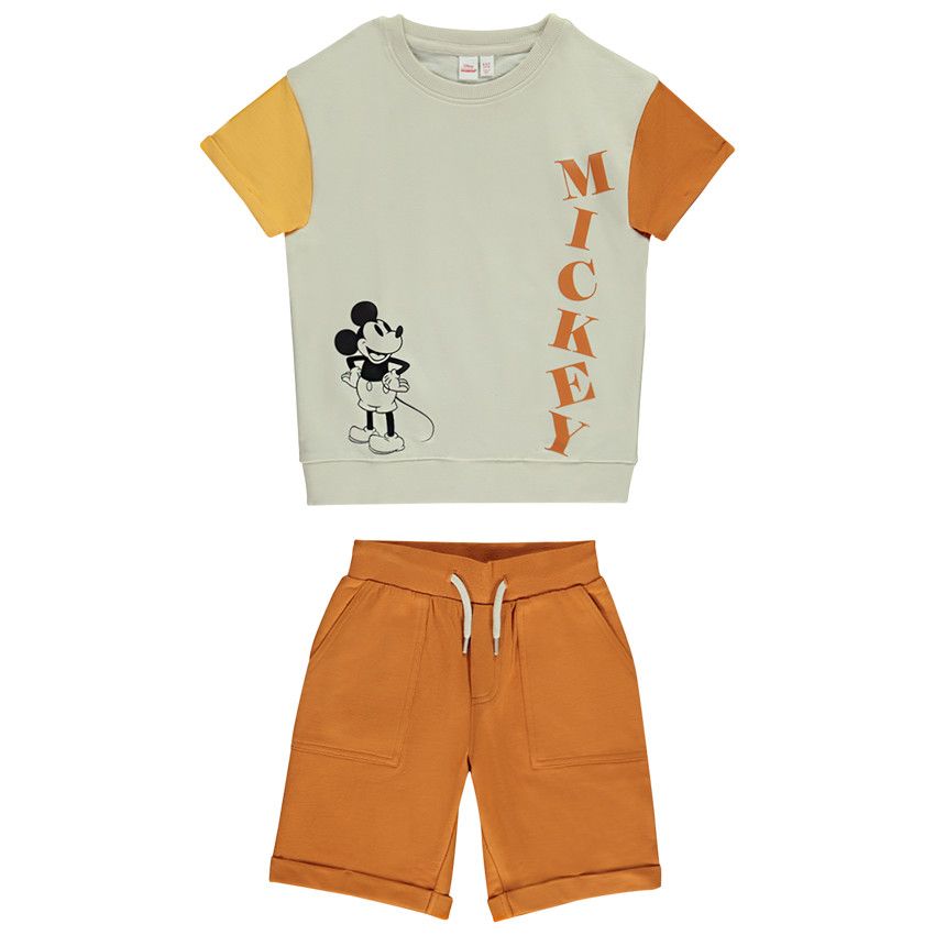 Ensemble 2 pièces effet color block Mickey Disney pour garçon - Ecru