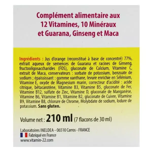 Ineldea Vitamina 22 - Tratamento Flash de 7 Dias - 7 ampolas de dose única