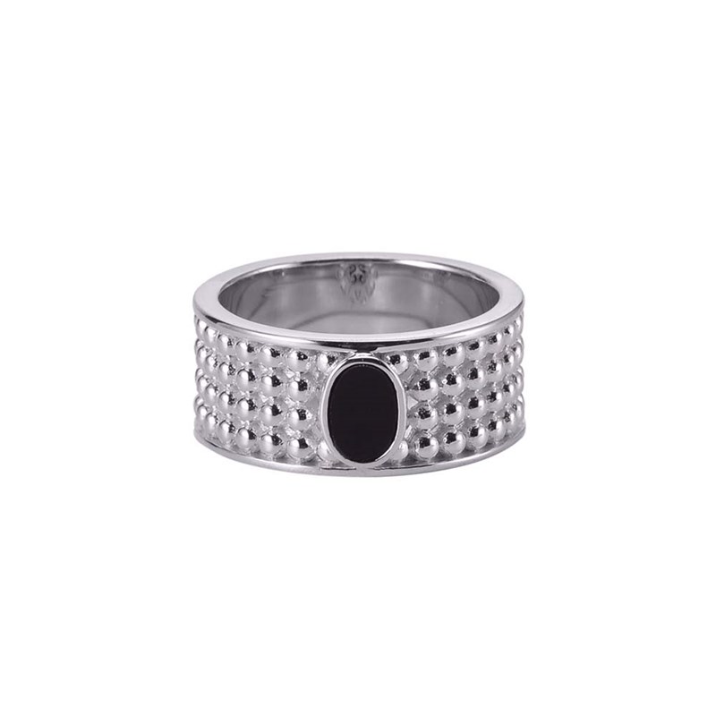 Bague En Argent Jacky Boule Pierre Onyx