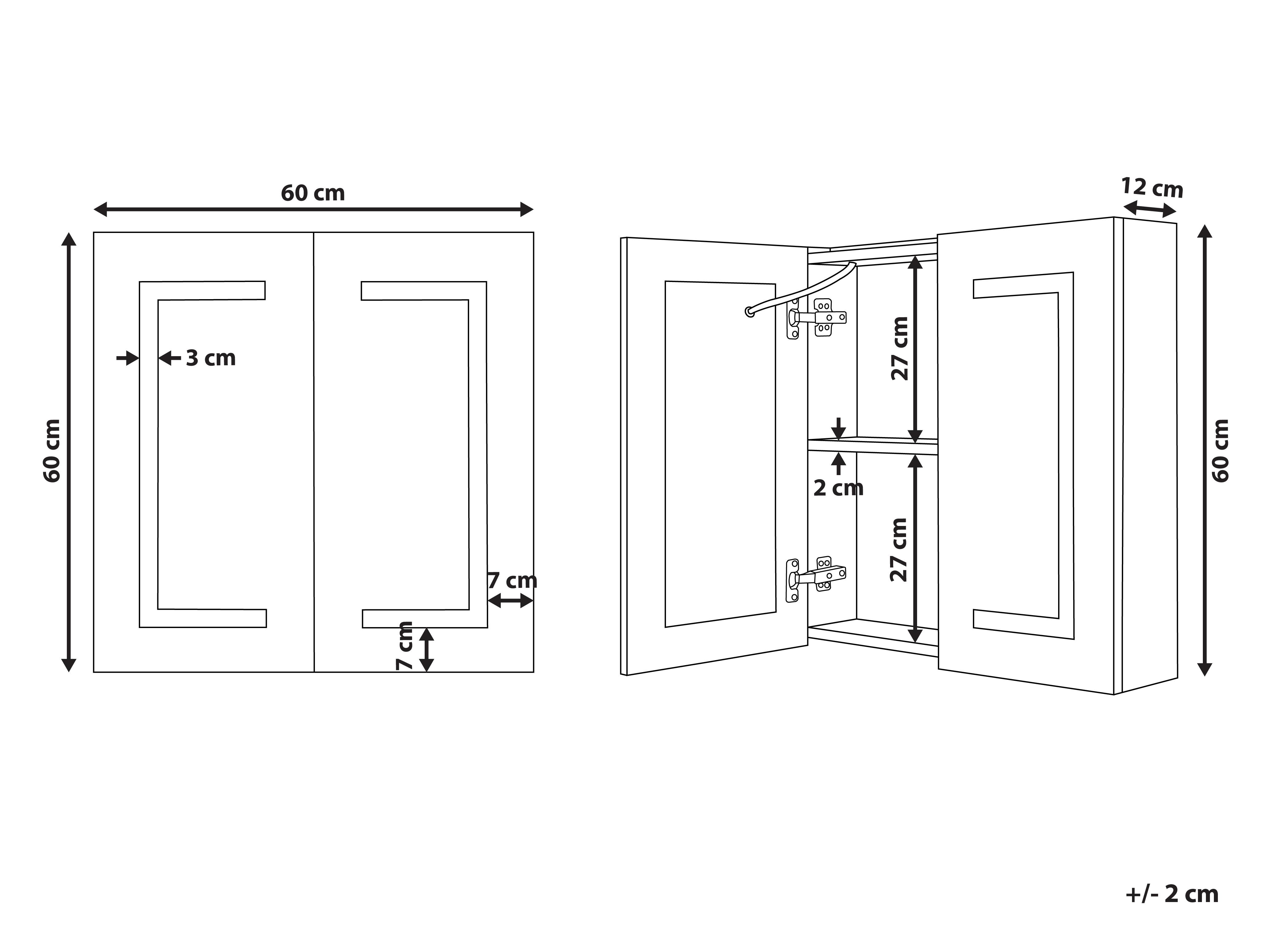 Badkamer wandkast met spiegel LED MAZARREDO 60 cm 60 cm Wit