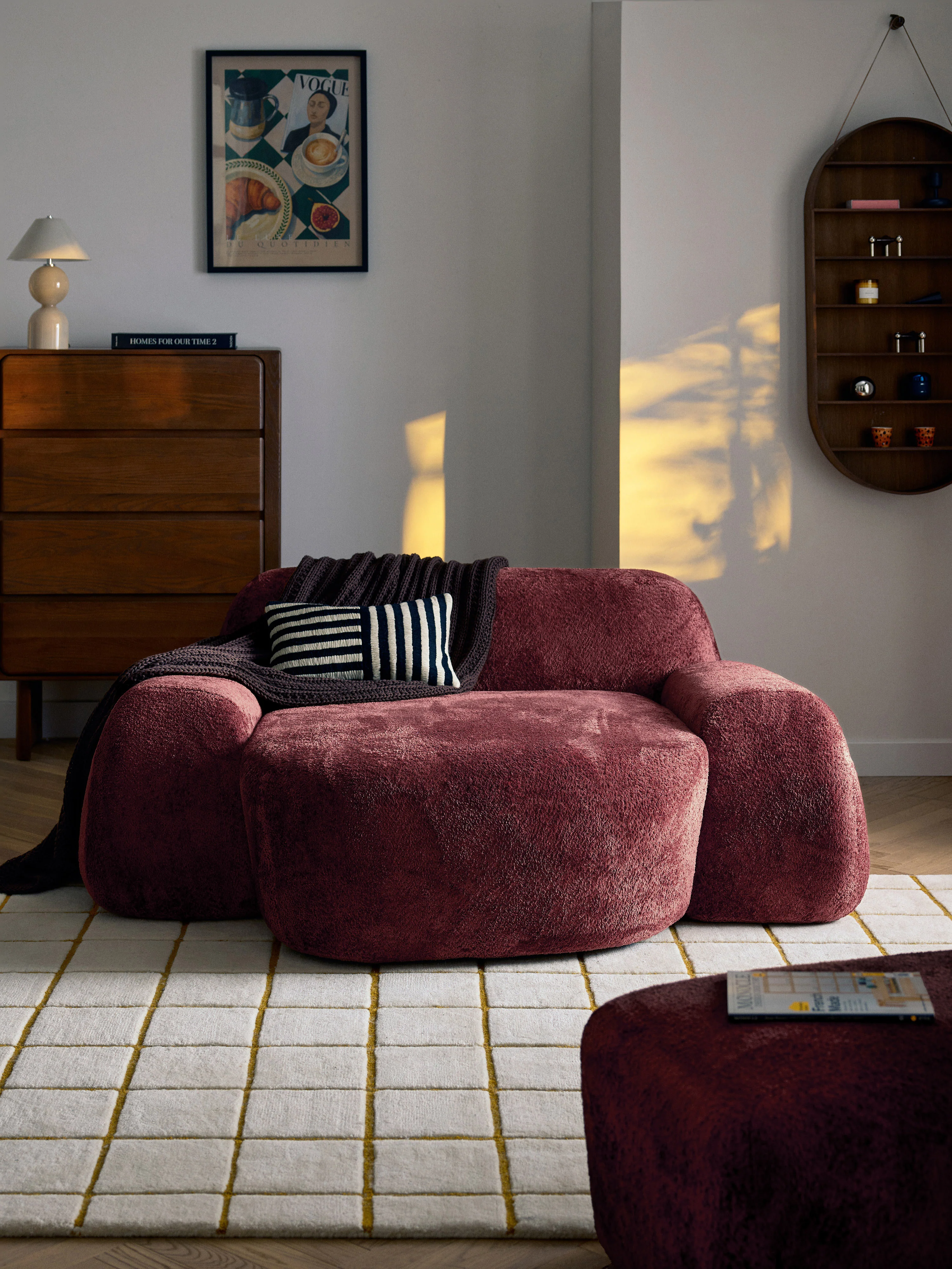 XL teddy bouclé loungestoel Wolke