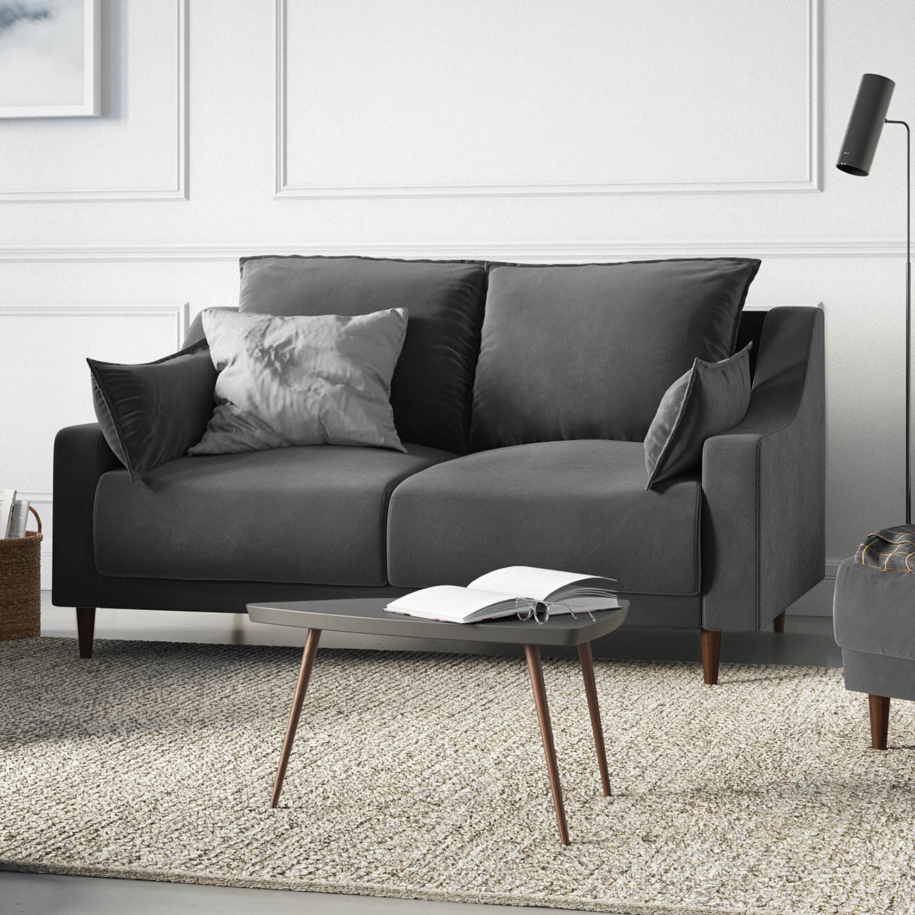 Mazzini Sofas Canapé fixe 2 places Pansy gris clair - 150x94x90 cm