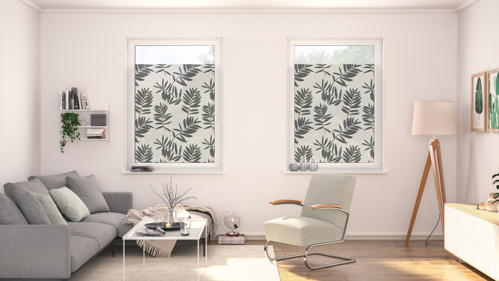 Lichtblick Fensterfolie selbstklebend, Sichtschutz, Black Watercolor Branches - Schwarz
