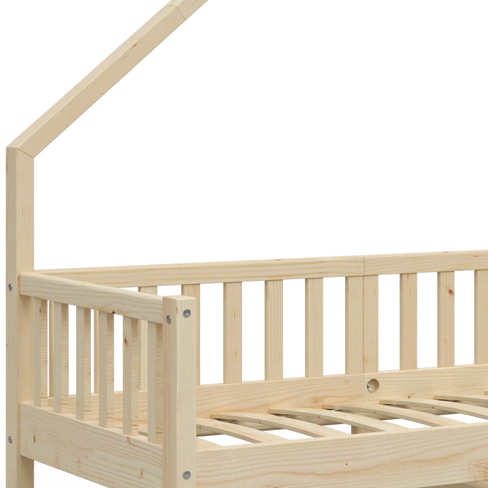 VitaliSpa Hausbett Kinderbett Spielbett Noemi 80x160cm natur Rausfallschutz