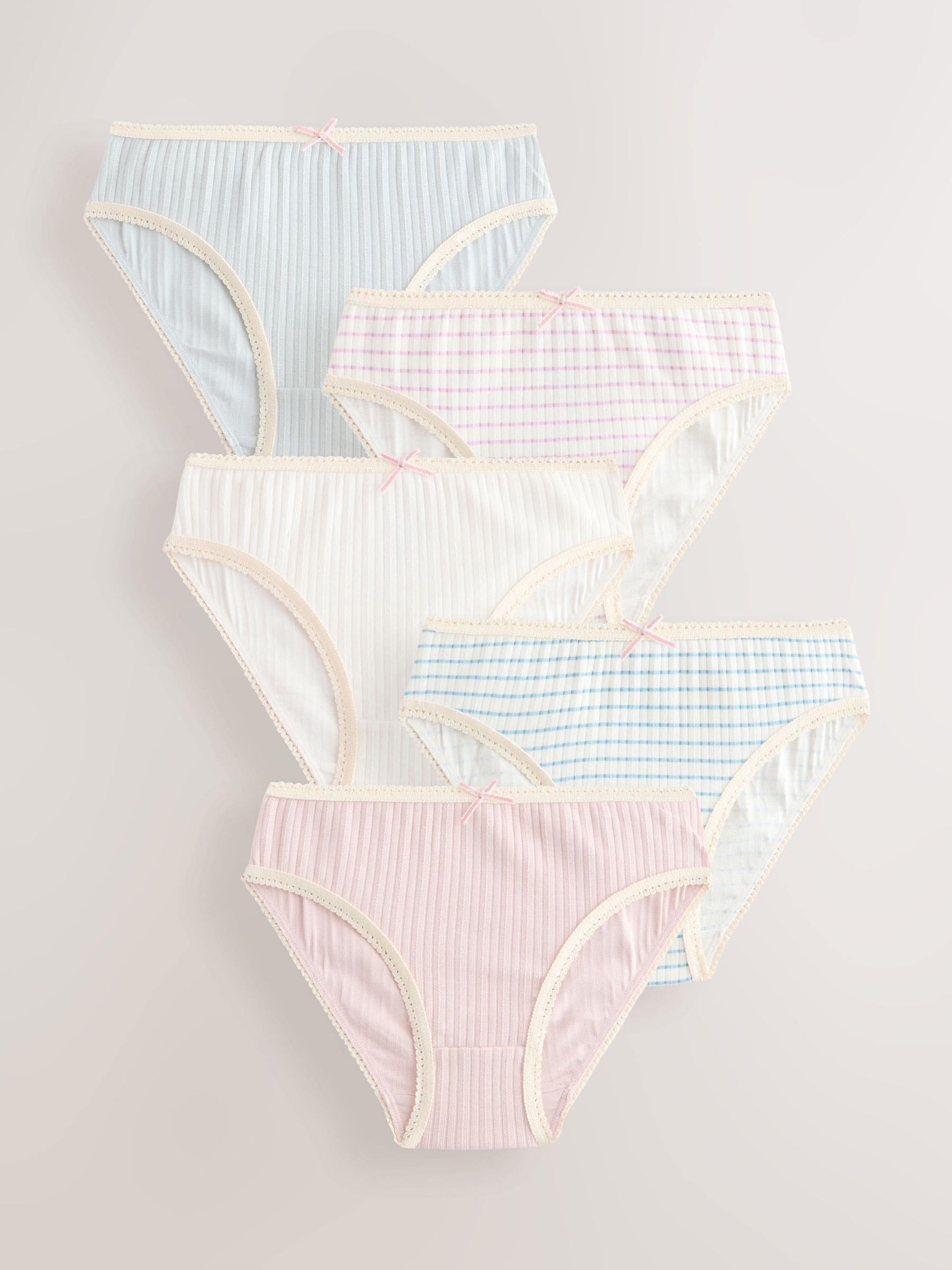 Crème gestreept - Set van 5 Bikini Onderbroeken (1.5-16jr)