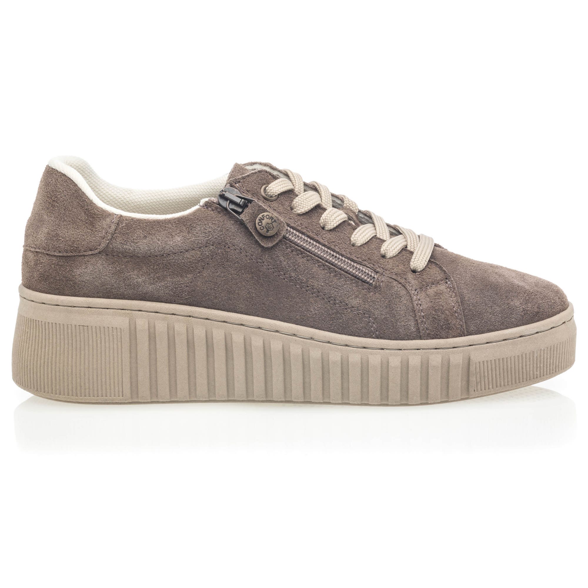 Baskets basses Femme en cuir taupe