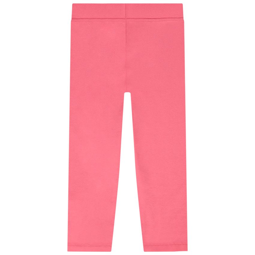 Legging en jersey uni avec puff print fleurs pour fille - Fuchsia