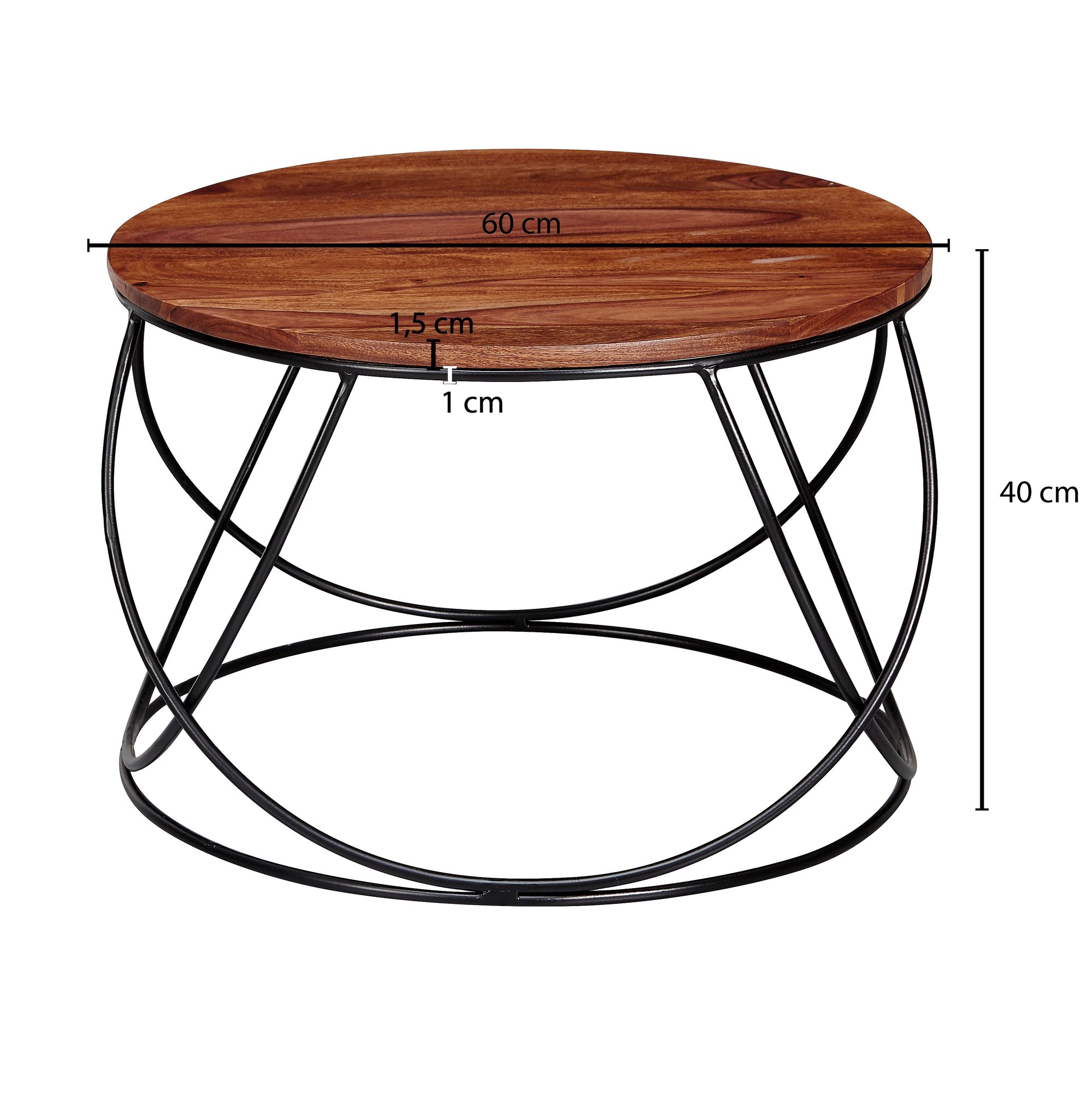 FineBuy Couchtisch Massivholz 60 cm Wohnzimmertisch Sofatisch Rund Tisch Holz