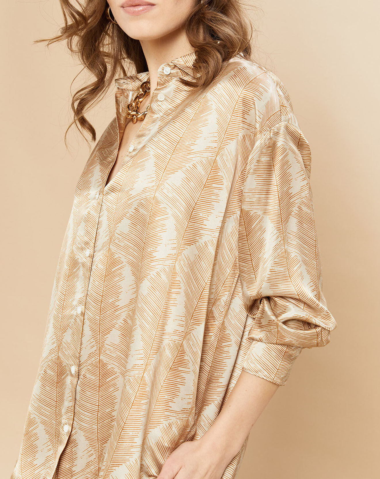 Hartford Chemise en Soie mélangée Charlot caramel/beige