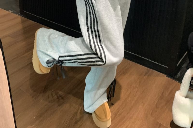 Rosesand - Hoge taille gestreepte strik accent losse wijde joggingbroek