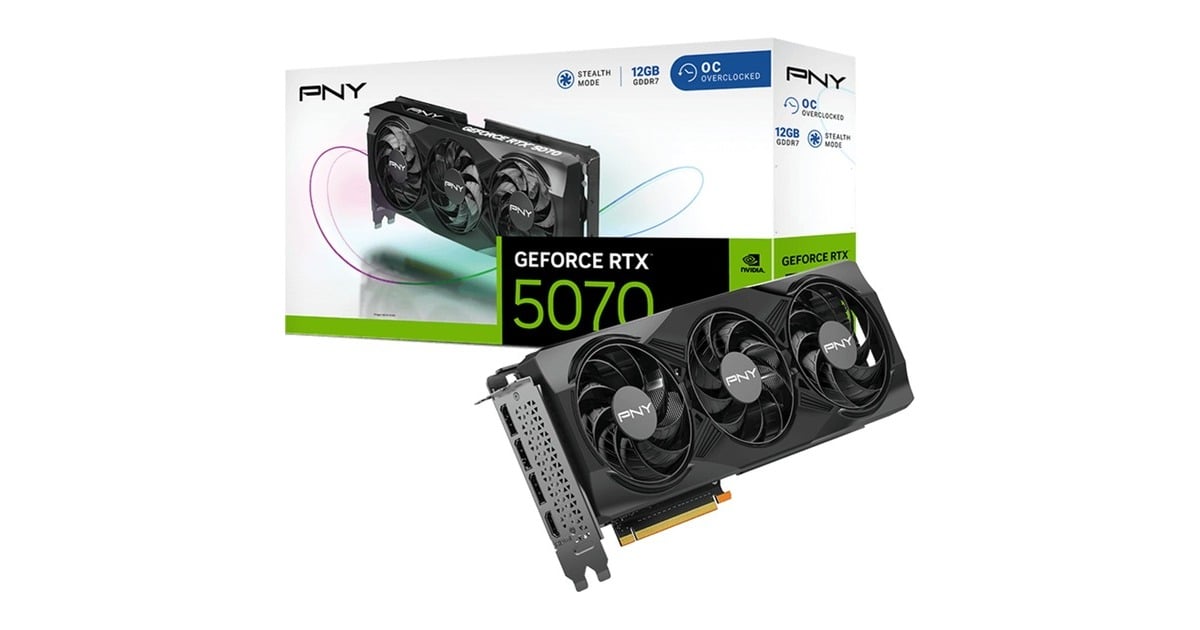 PNYGeForce RTX 5070 OC grafische kaart  (DLSS 4, 3x DisplayPort, 1x HDMI 2.1)