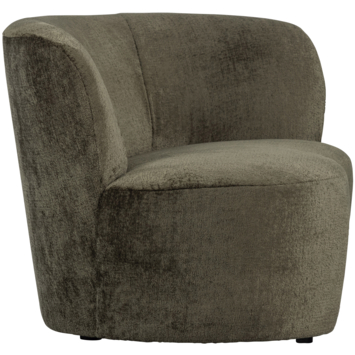 WOOOD fauteuil Stone warmgroen velvet structuur met leuning rechts