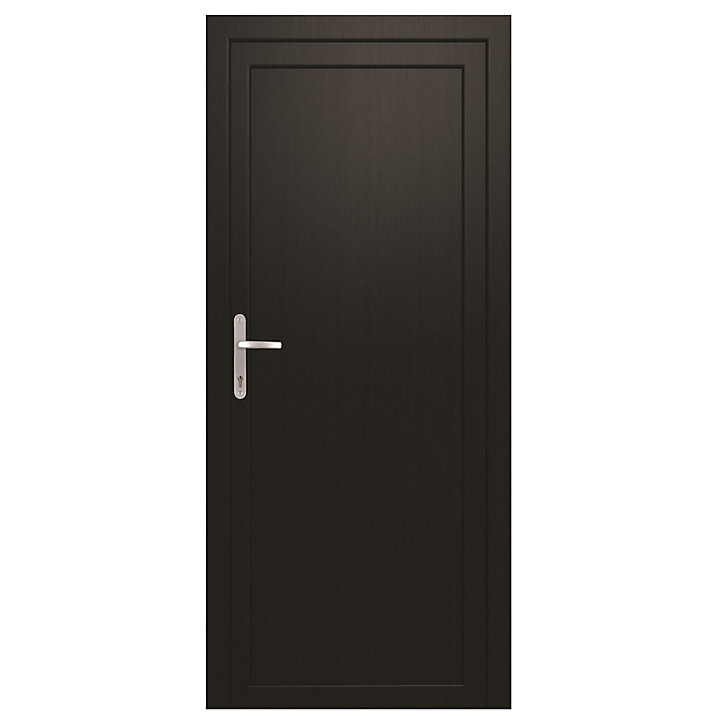 Porte de service pvc pleine gris anthracite et blanc 90 x h.205 cm poussant droit
