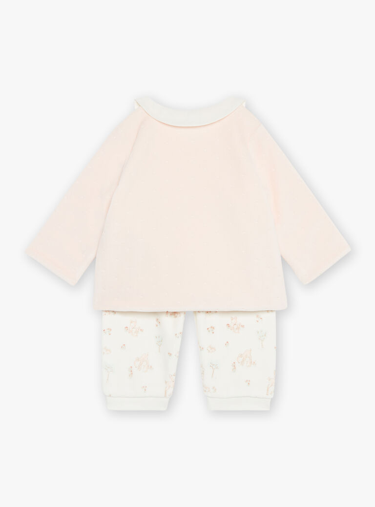 Pyjama rose et écru en velours