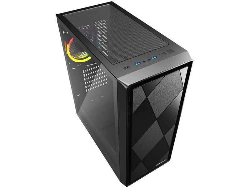 Sharkoon PC-Gehäuse VS8 RGB Schwarz Midi-ATX-Tower mit Ausstellungsfläche aus gehärtetem Glas