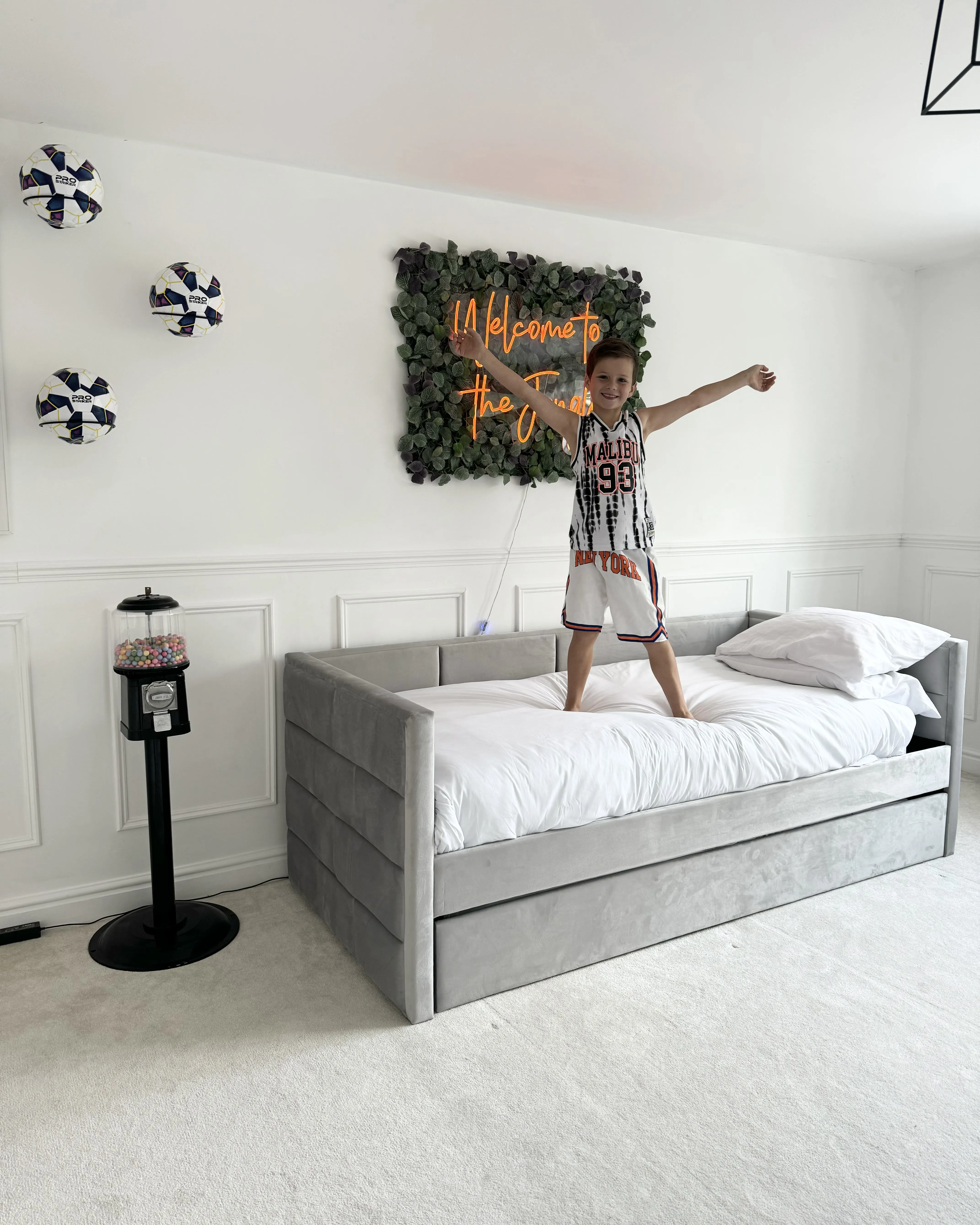 Onderschuifbed Fluweel CHAVONNE 90 x 200 cm Lichtgrijs