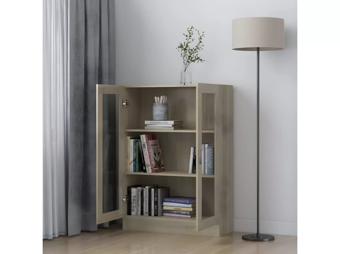 Armoire à vitrine Chêne sonoma 82,5x30,5x115 cm Aggloméré
