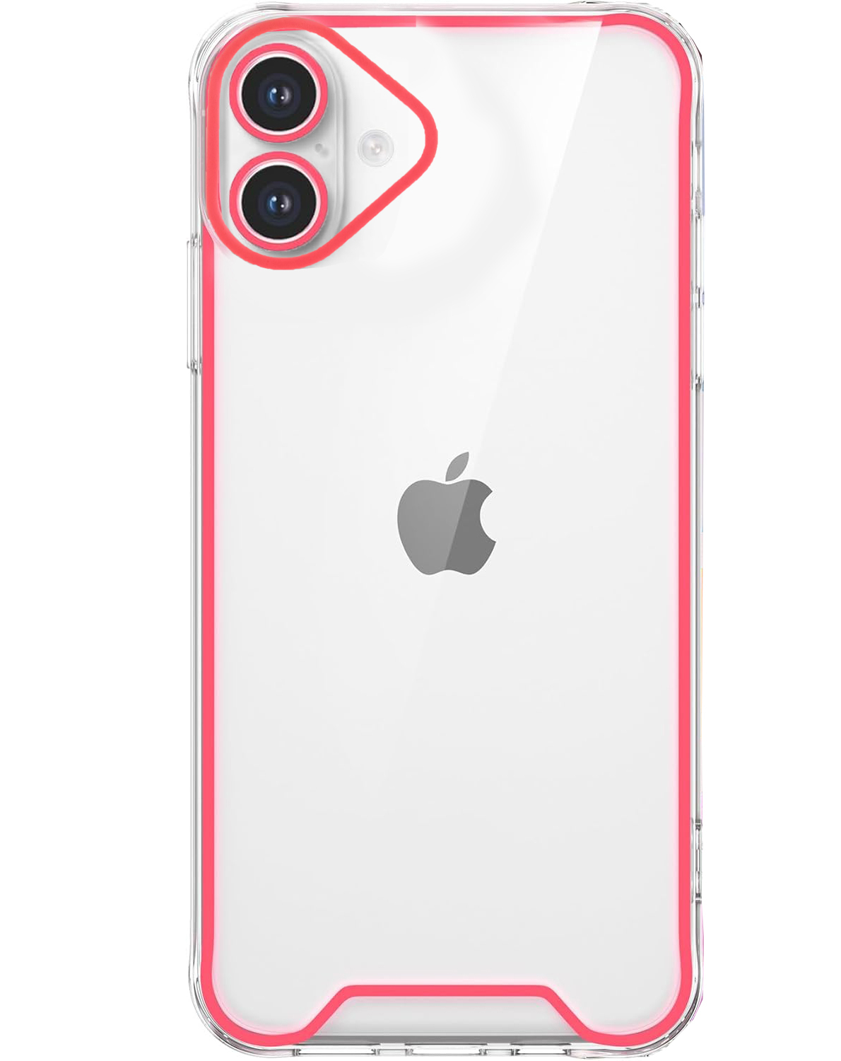 iPhone 16 Gummi Case Hülle mit Fluoreszierendem Rahmen - Pink / Transparent