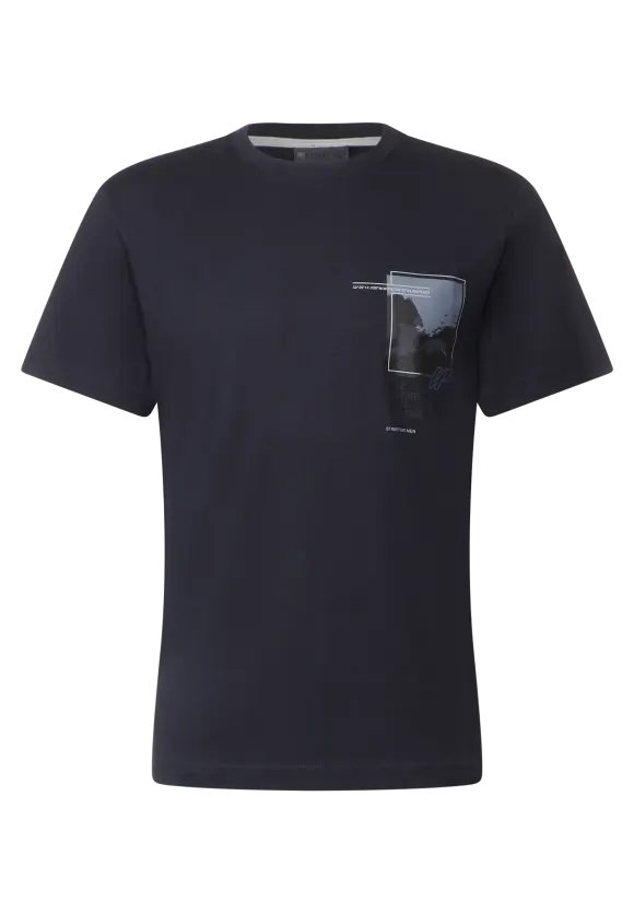 T-Shirt mit Brustprint - deep blue