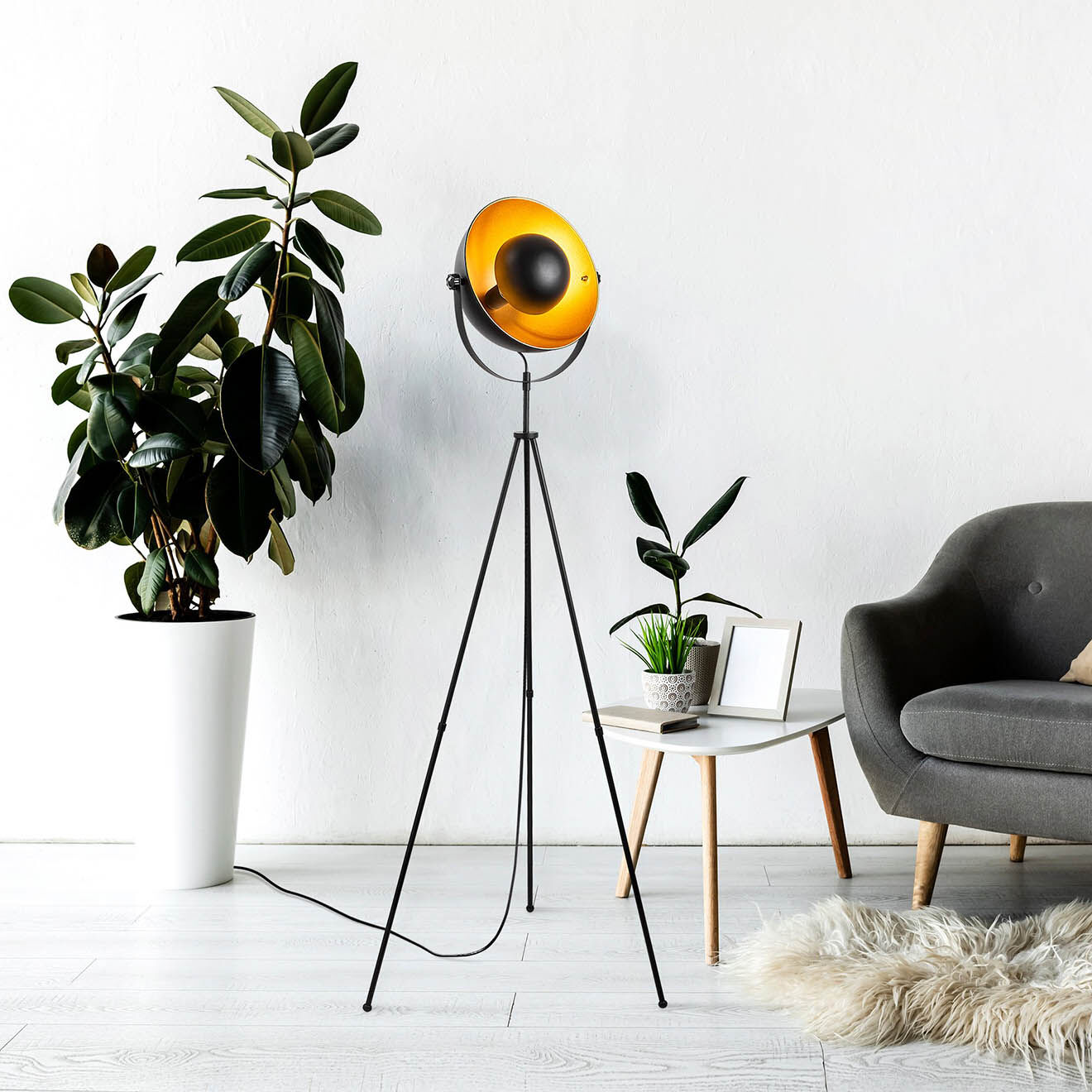 Opviq Lampadaire Mixed noir - 62x45x160 cm