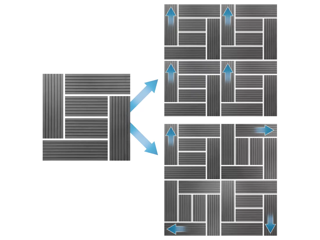 WPC carreaux de sol 30x30 cm 2 m² pour jardin piscine patio mosaïque anthracite