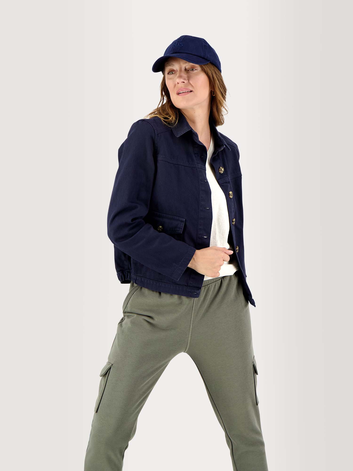 Veste Femme Boutonnée Coton Marine