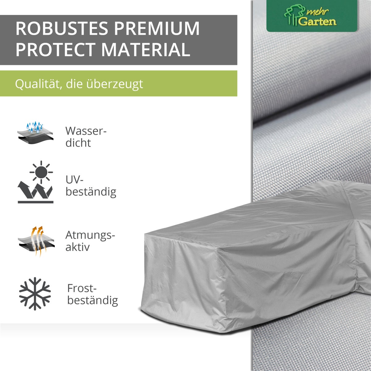 More Garden - Premium PROTECT Hoek Lounge Hoes L-vorm, Afmetingen: 270x270x80 cm | Waterdichte, weerbestendige en ademende tuinmeubelhoes | Met opbergtas | Taupe (Lichtgrijs)