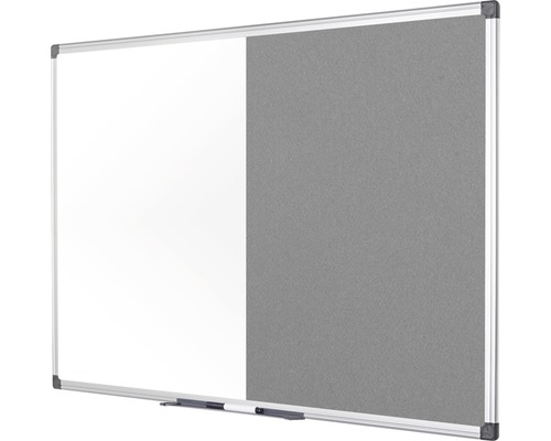 Combinatiebord, vilt- en magneetbord, wit/grijs, 60x45 cm