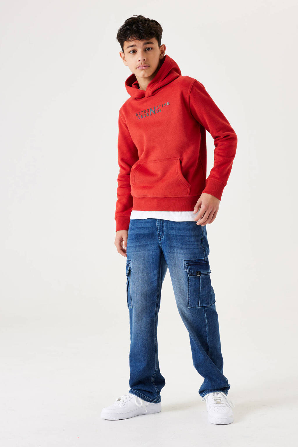 Garcia hoodie met tekst roodoranje