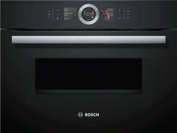 Bosch Serie | 8 CMG676BB1 - Kombinationsovn - til indbygning - niche - bredde: 56 cm - dybde: 55 cm - højde: 45 cm - med selv-rengøring - sort