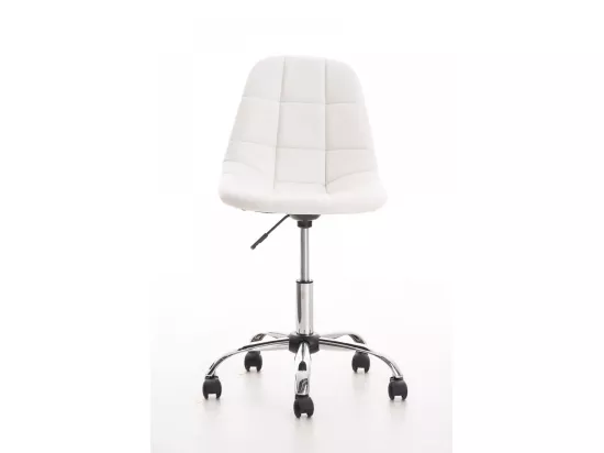 Chaise de bureau - Similicuir & Métal chromé - Blanc - Emil