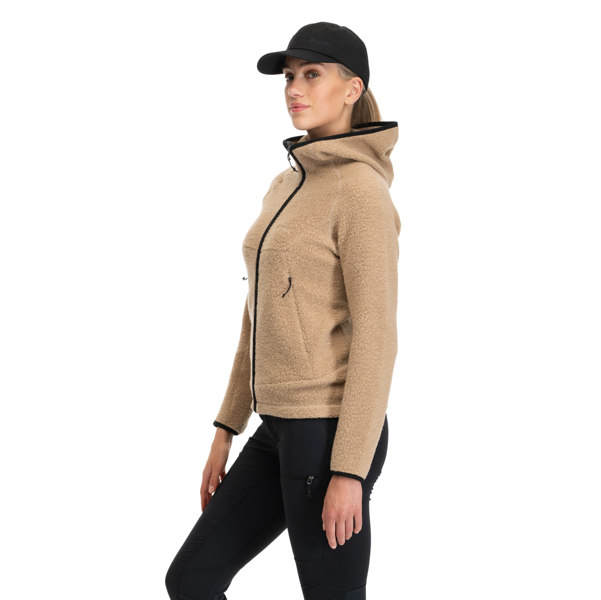 Vaagaa Merino Terry Midlayer Hoodie Women Sandstone