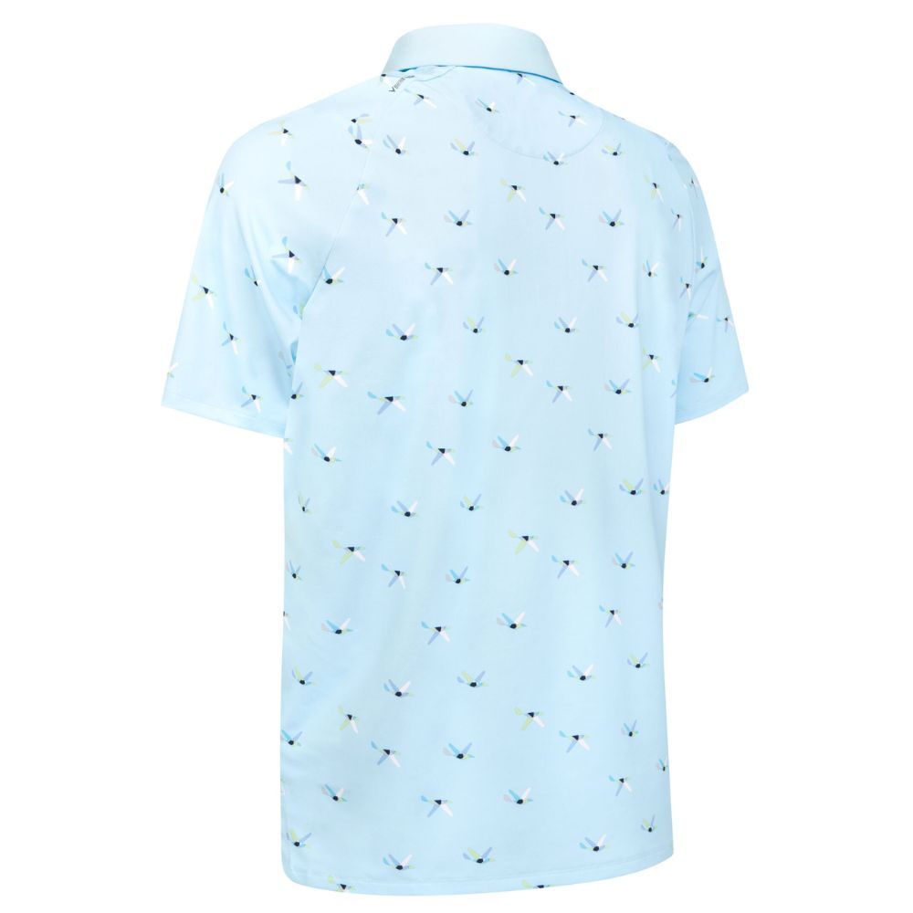 All Over Birdie Print Pique Herre Blå