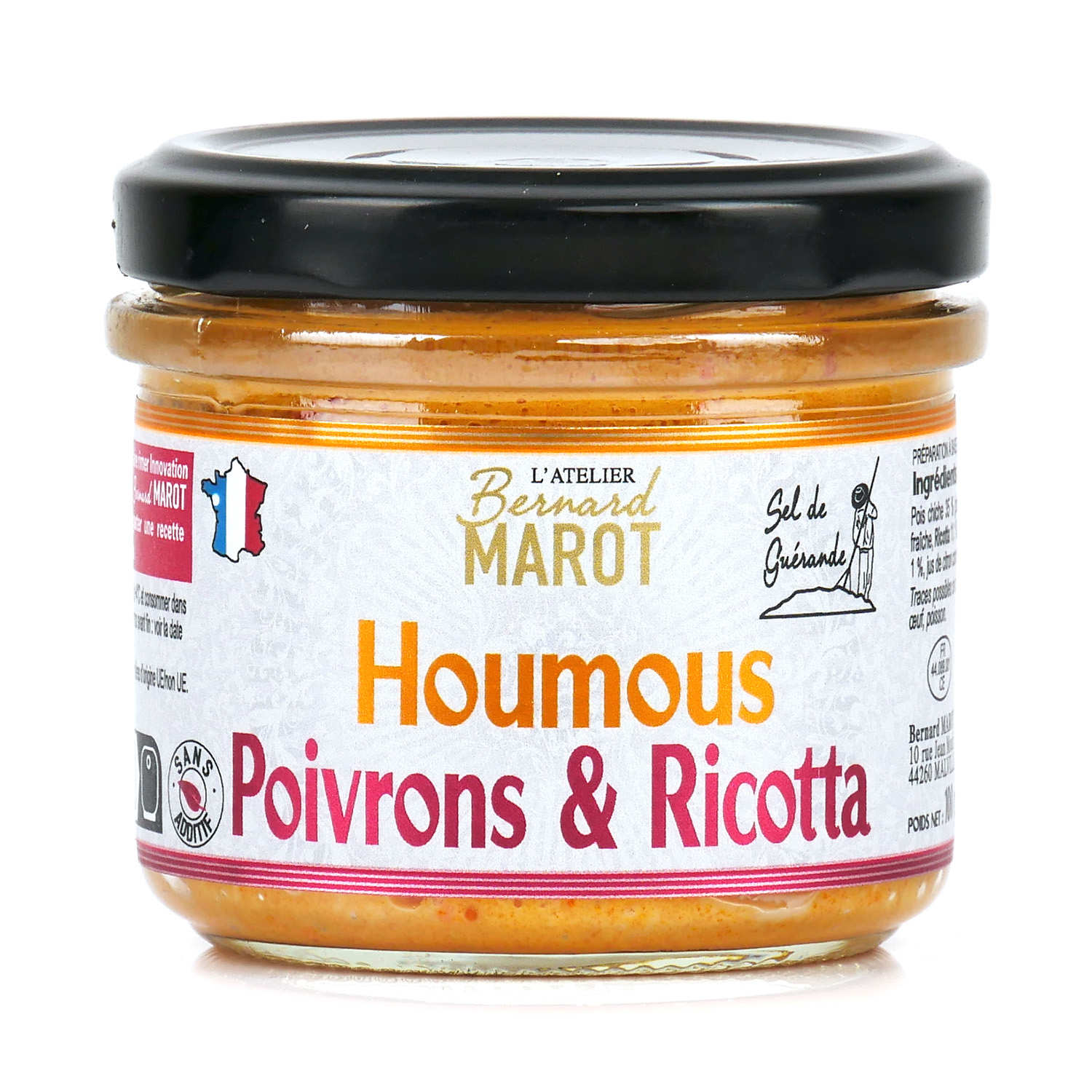 Houmous poivron et ricotta au sel de Guérande