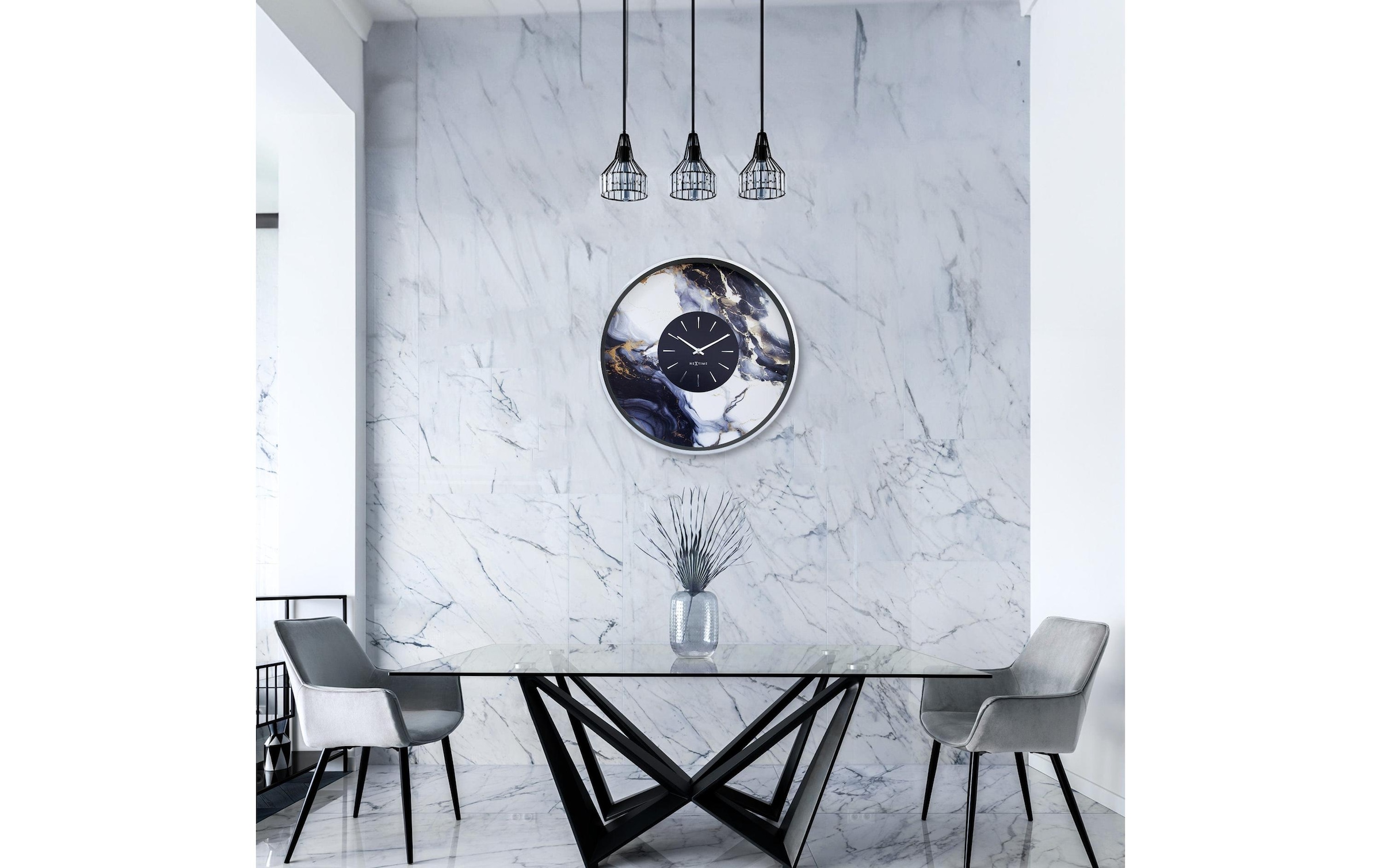 NEXTIME Wanduhr »Marble Duo«