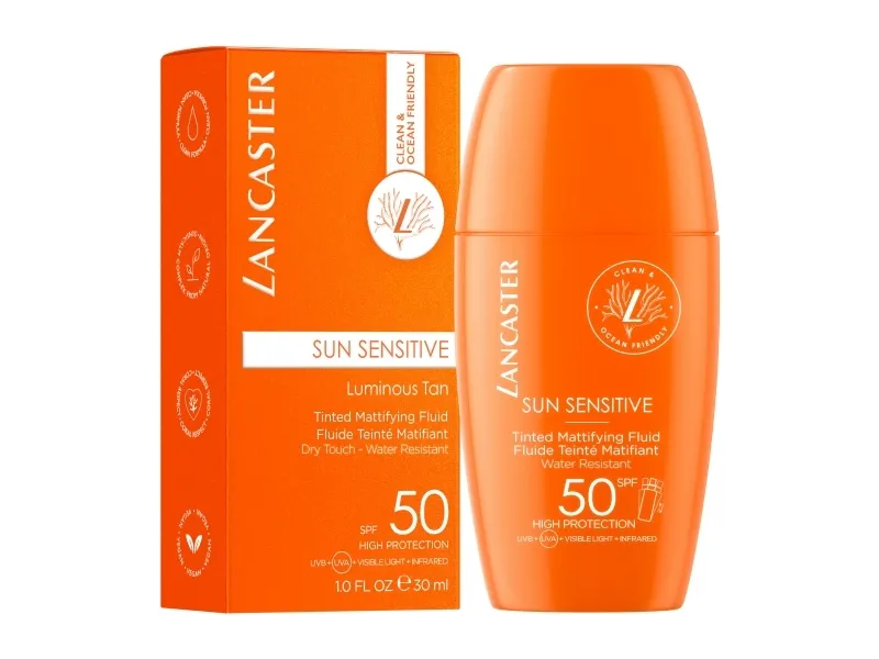 Lancaster Sun Sensitive, Flydende solcreme, Ansigt, Flaske, Beskyttelse, Sensitiv hud, 30 ml
