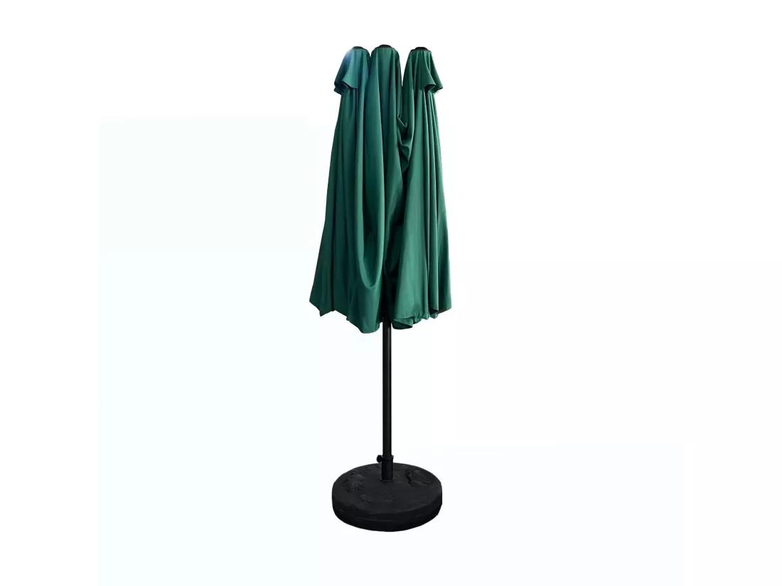 Parasol double de jardin TILIA en vert foncé, Poids 12,3 kg Dimensions L460 x l270 x H245 cm