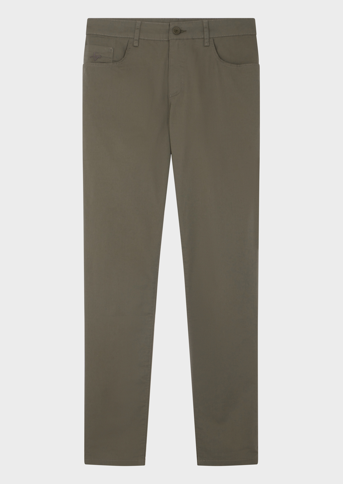 Pantalon casual skinny 7/8 en coton stretch uni kaki