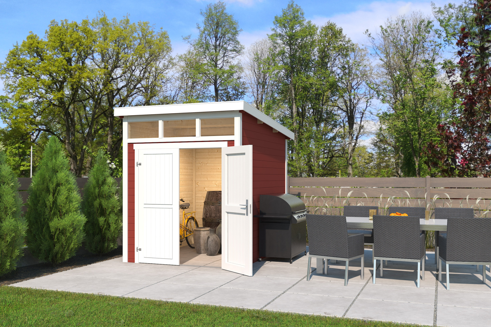 Gartenhaus KIBO 2 - schwedenrot - Fichte massiv - 200x250 cm