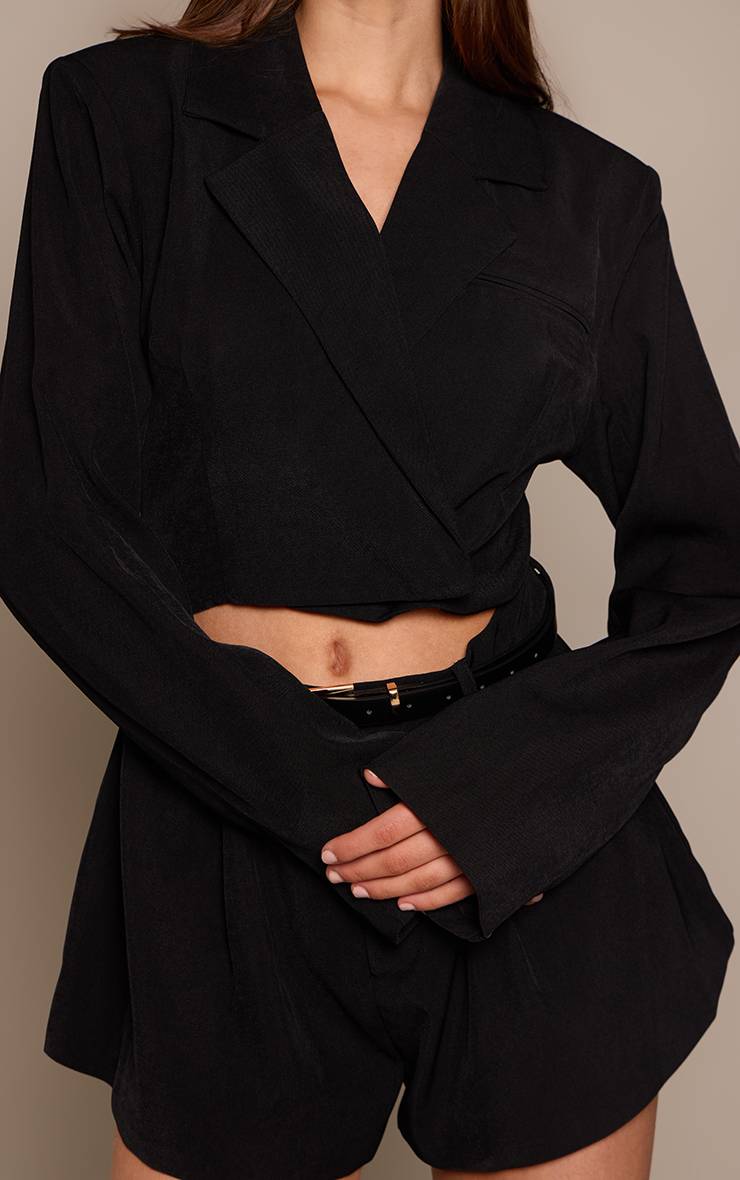 Noir Combinaison-short Style Blazer Avec Ceinture
