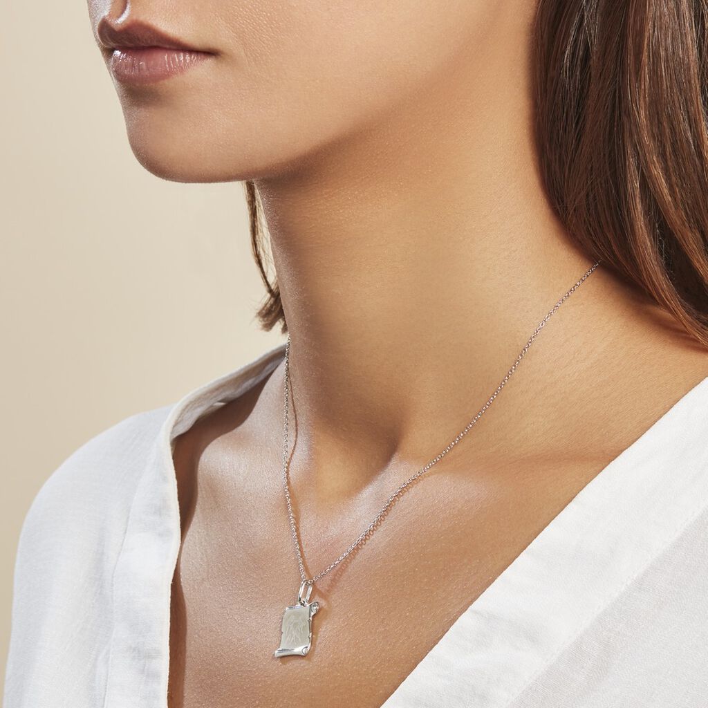 Pendentif Zodiaque Parchemin Argent Blanc